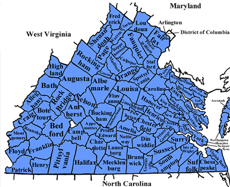 Virginia state map